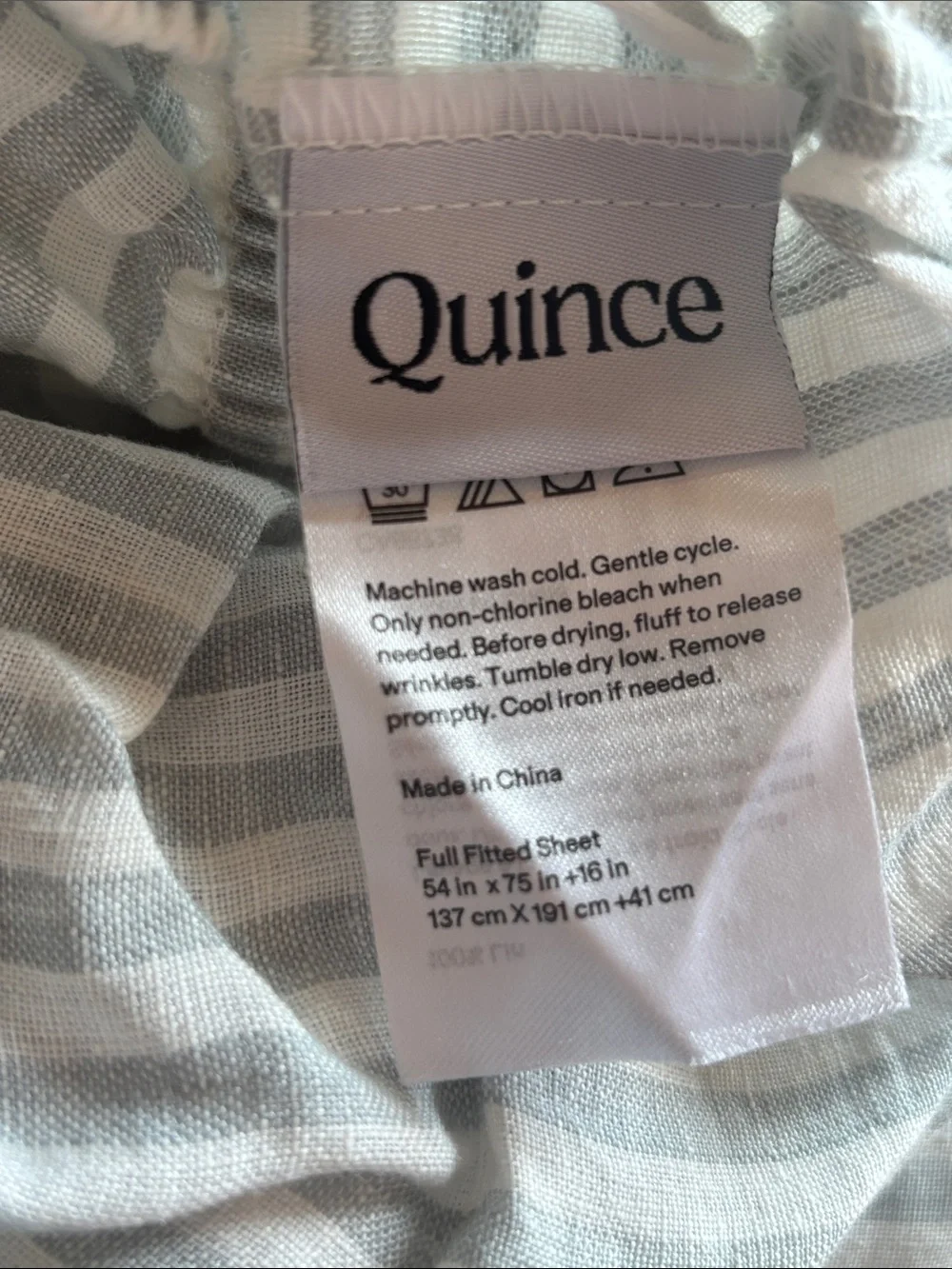 European Linen Stripe Sheet Set - Full Size Mist/White Stripe
